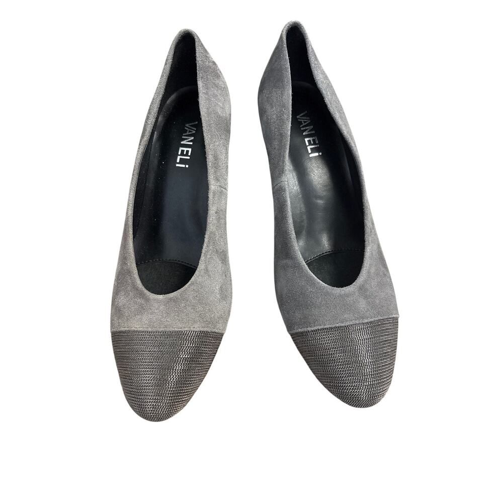 Vaneli Dark Grey Suede Closed Toe Pump with 2" Heel Sz 6